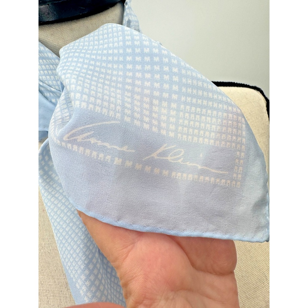 Anne Klein for Robinson & Golluber Pale Blue Geometric Print Square Silk Scarf - Picture 6 of 12
